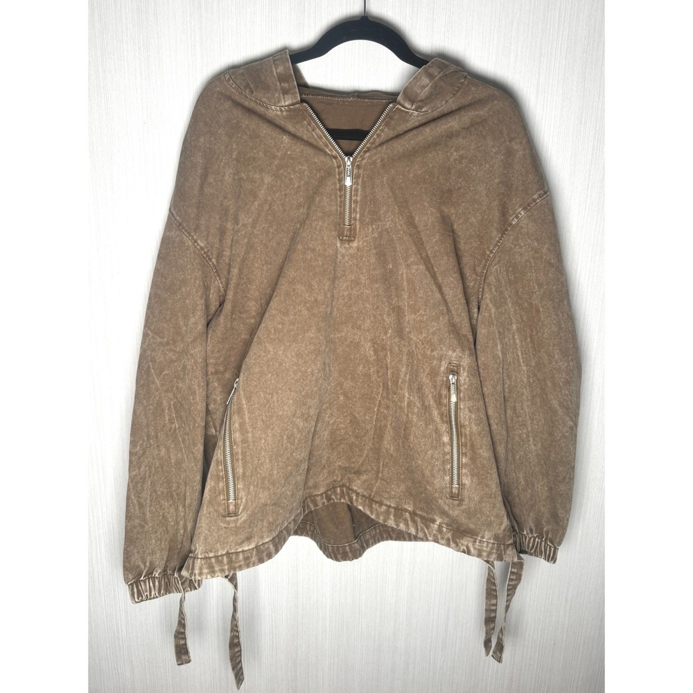 NWOT | Pullover Zippered Cotton Jacket | Medium | Khaki/Brown